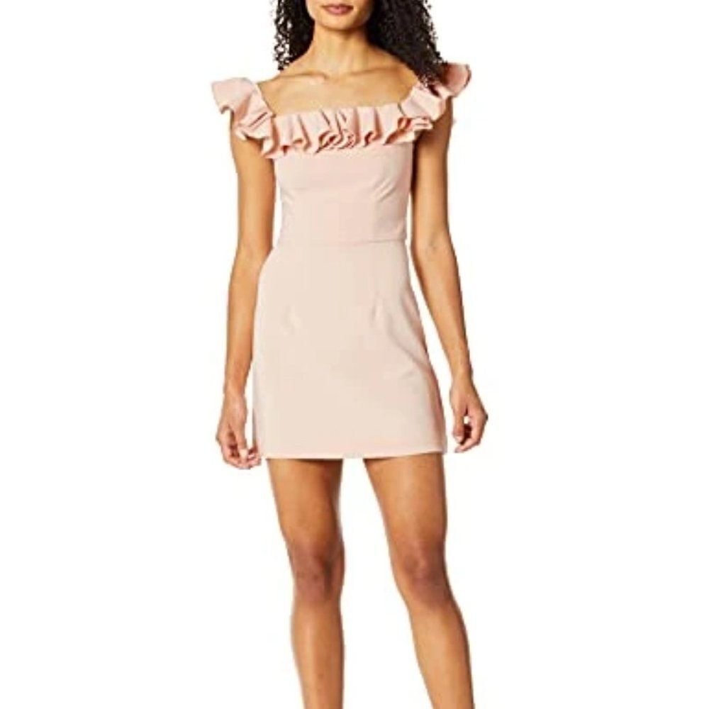 NWT French Connection Whisper Light Off the Shoulder Ruffle Pink Mini Dress